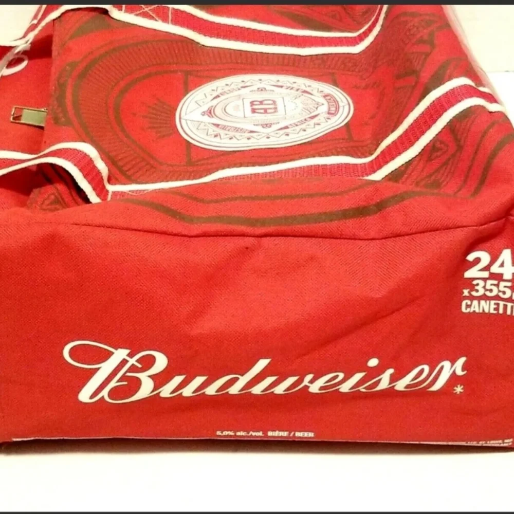 Rarely Used Collectible Breweriana Budweiser Beer Cooler Bag Red Holds 24 Cans - Picture 2 of 5
